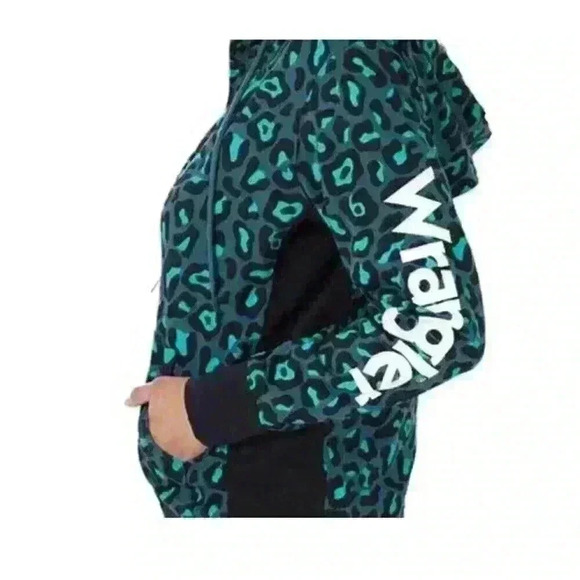 Wrangler Retro Cheetah Hoodie Sweatshirt Womens Medium  Green Full Zip Ladies - Picture 2 of 7